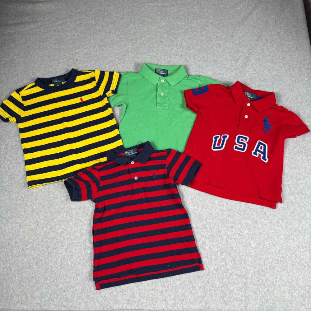 Polo Ralph Lauren Boys 18M Shirt Polo Lot 4 USA Big Pony Striped